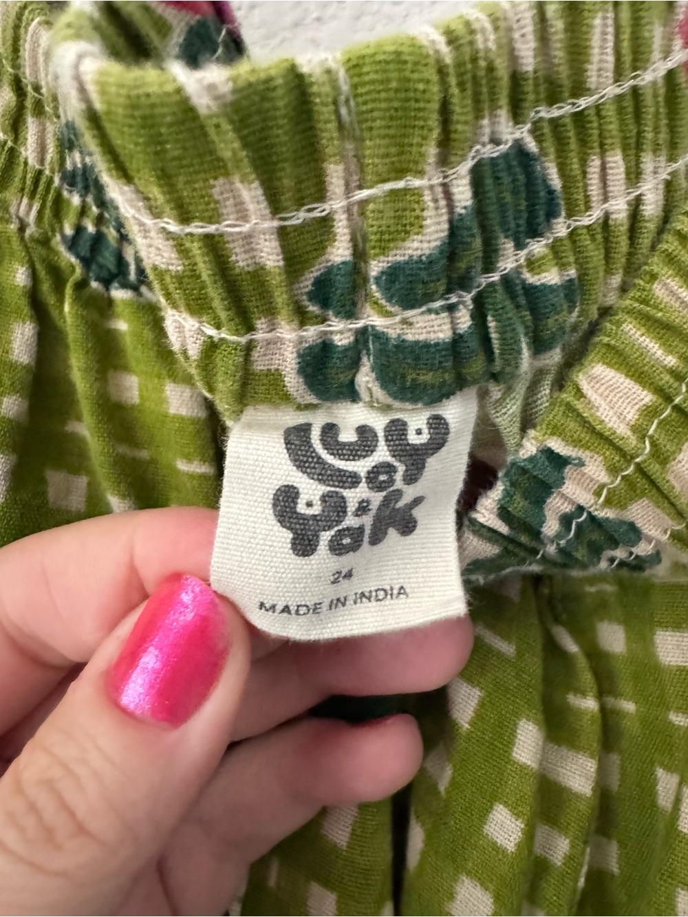 Lucy & Yak Rumi Blooming Green Checkerboard Pants Size 24 Cottagecore Boho Plus - Picture 2 of 4